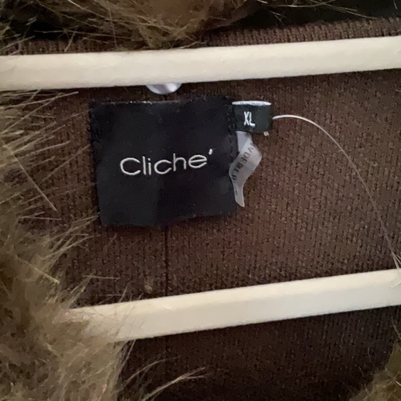 cliché brand jacket olive green 641391BC faux fur collar removable - Picture 6 of 11